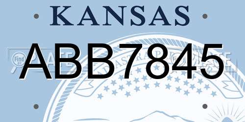 ABB7845 Kansas License Plate