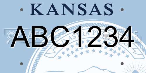 ABC1234 Kansas License Plate