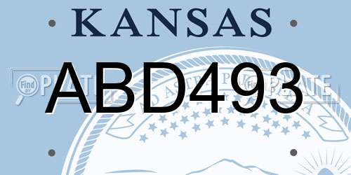 ABD493 Kansas License Plate