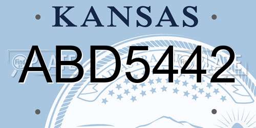 ABD5442 Kansas License Plate