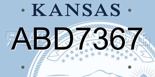 ABD7367 Kansas License Plate