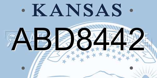 ABD8442 Kansas License Plate