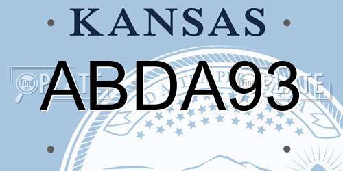 ABDA93 Kansas License Plate