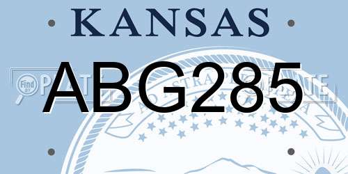 ABG285 Kansas License Plate