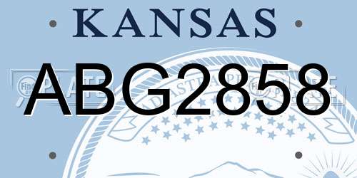 ABG2858 Kansas License Plate