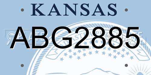 ABG2885 Kansas License Plate