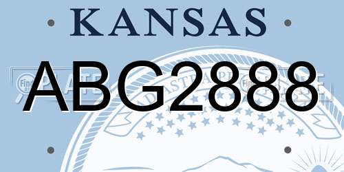 ABG2888 Kansas License Plate