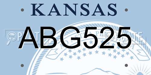 ABG525 Kansas License Plate