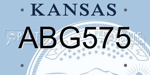 ABG575 Kansas License Plate