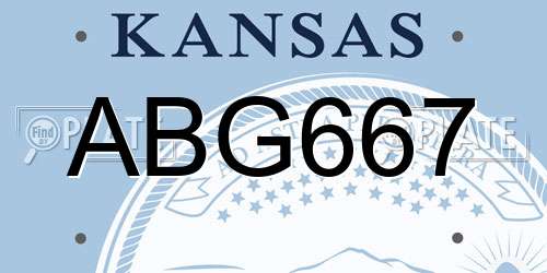 ABG667 Kansas License Plate