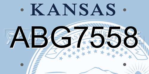 ABG7558 Kansas License Plate
