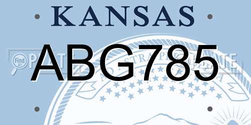 ABG785 Kansas License Plate