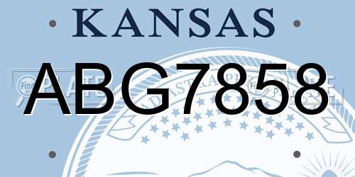 ABG7858 Kansas License Plate