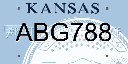 ABG788 Kansas License Plate