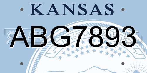 ABG7893 Kansas License Plate