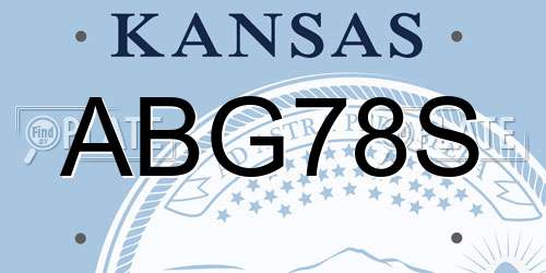 ABG78S Kansas License Plate