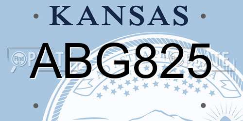 ABG825 Kansas License Plate