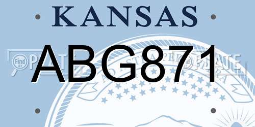 ABG871 Kansas License Plate