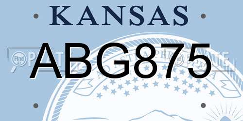 ABG875 Kansas License Plate