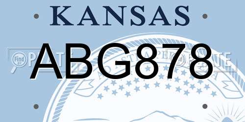 ABG878 Kansas License Plate