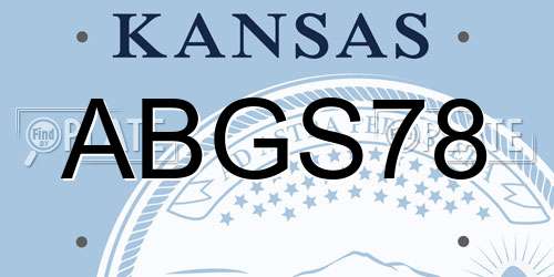 ABGS78 Kansas License Plate