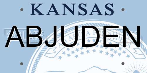ABJUDEN Kansas License Plate