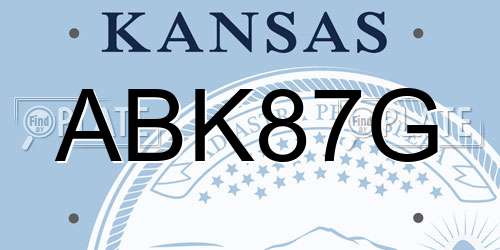 ABK87G Kansas License Plate