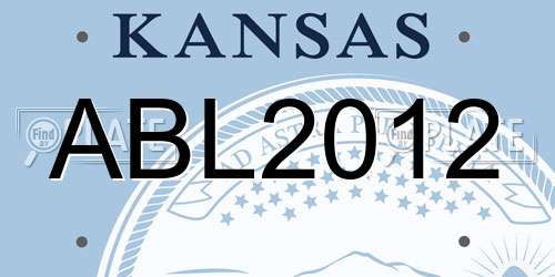 ABL2012 Kansas License Plate