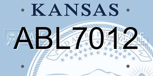 ABL7012 Kansas License Plate
