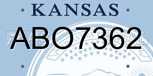 ABO7362 Kansas License Plate