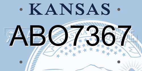ABO7367 Kansas License Plate