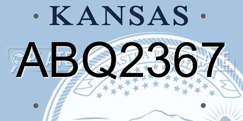 ABQ2367 Kansas License Plate