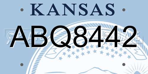 ABQ8442 Kansas License Plate