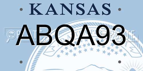 ABQA93 Kansas License Plate