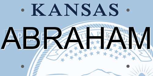 ABRAHAM Kansas License Plate