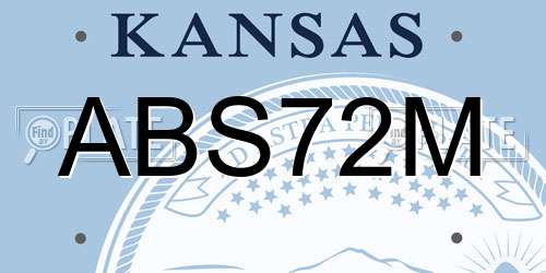 ABS72M Kansas License Plate