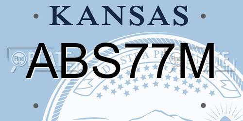 ABS77M Kansas License Plate