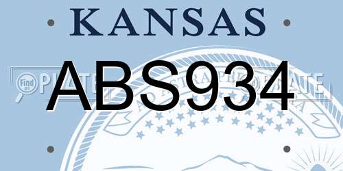 ABS934 Kansas License Plate