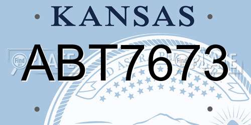 ABT7673 Kansas License Plate
