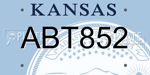 ABT852 Kansas License Plate