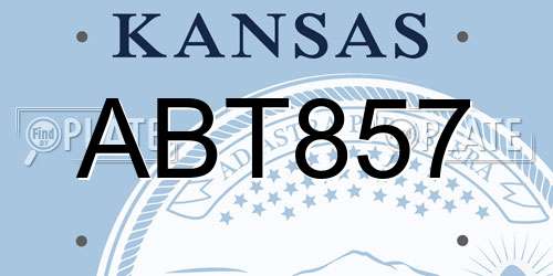ABT857 Kansas License Plate