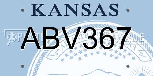 ABV367 Kansas License Plate