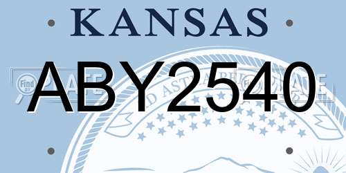 ABY2540 Kansas License Plate
