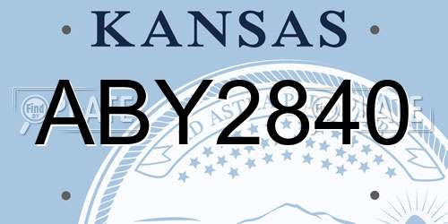 ABY2840 Kansas License Plate