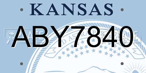 ABY7840 Kansas License Plate