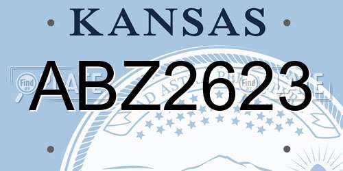 ABZ2623 Kansas License Plate