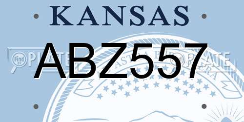 ABZ557 Kansas License Plate