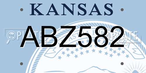 ABZ582 Kansas License Plate