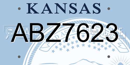 ABZ7623 Kansas License Plate