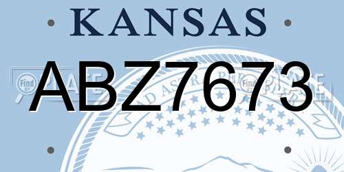 ABZ7673 Kansas License Plate